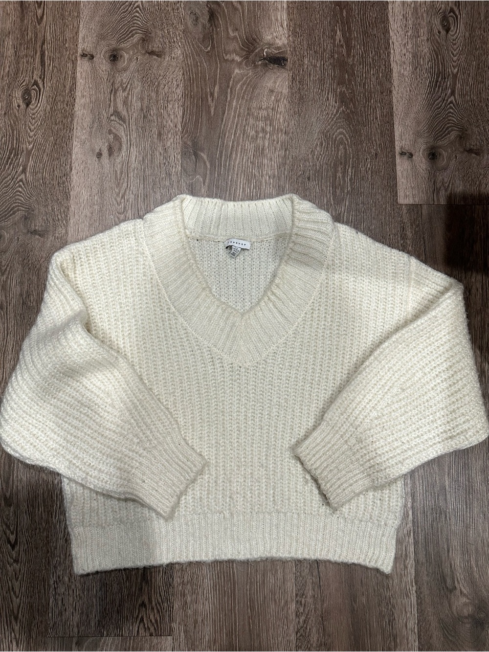 Topshop V-Neck Cream Women's Sweater